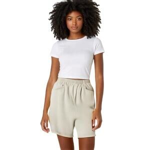 Chic Vintage Yellow Stripe Long Baggy Shorts Womens 12